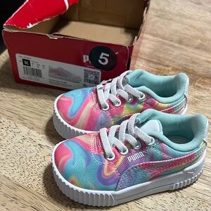 Puma Kids' Multicolor Swirl Low-Top Sneakers - Pink Blue Mint